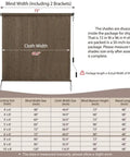 Outdoor Cordless Roller Sun Shade 6 Foot Wide By 8 Foot High Mocha For Patio Porch Pergola Balcony Backyard Privacy With 90 Percent UV Protection Windproof And Rainproof Shade Cloth, shown with size specifications