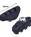 Close-up of 4 Pairs Road Bike Brake Pads 50 Mm With Nuts Spacers For Caliper Brakes, showing 50 mm length in black