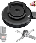 Outer Bowl Lid With Paddle Replacement For Ninja Ice Cream Maker Creami, reusable lid with blade, black plastic, top view