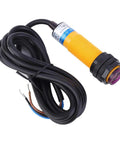 10 Pack Reflex Photoelectric Sensor For Diffuse Reflection, 200mA DC Three Wire PNP Output, cable and connector view