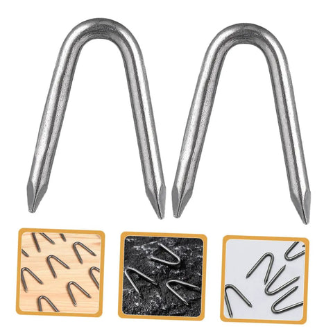 U Shaped Garden Stakes And Fixing Nails Set For Fences And Ground Anchors Pro Grade 100 Piece U Nails For Easy Garden Projects