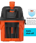 Top view of No Sweat Three Gallon Wet Dry Shop Vacuum Portable Corded, showing float valve and tank design.