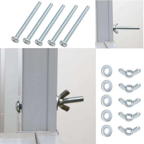 Heavy Duty 10 Piece Wing Nuts And Bolts With Washers Tool Free Hand Tighten Fastener Set Built Solid For Quick Fixes And Reliable Grip No Sweat Mechanic Hardware 1 4 By 2 Inch featuring four galvanized steel bolts and wing nuts.