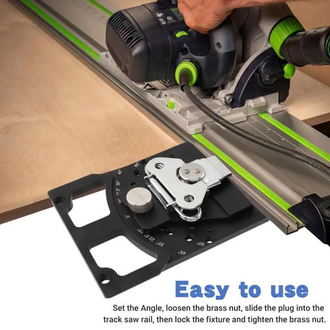 11-Position Adjustable Track Saw Square With CNC Machining For Top Notch Precision Cutting, 60 Degree, 45 Degree, 30 Degree And Other Positive And Negative Angle Stops, Universal Track Saw Accessory For Accurate Miter Cuts And Fast Layouts. Track saw angle guide on rail