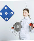 Multi Purpose Fencing Target, Lightweight Rubber Wall Mounted Training Tool, Durable Dual Sided Design For Fencing Practice, woman holding fencing gear