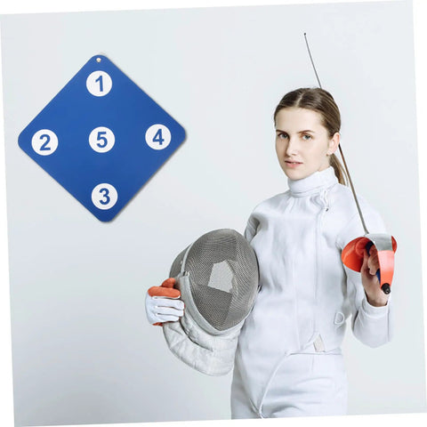 Multi Purpose Fencing Target, Lightweight Rubber Wall Mounted Training Tool, Durable Dual Sided Design For Fencing Practice, woman holding fencing gear