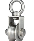 Beefed Up Heavy Duty Single Pulley Block Wheel With Ball Bearings For Wire Rope Smooth Burr Free Surface Two Bearings For Easy Rotation