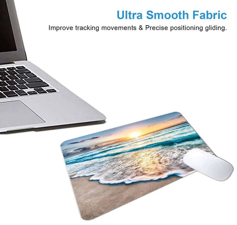 Coastal Sunset Themed Mouse Pad For Laptop And Desktop Cute Customizable Small Desk Pad With Non Slip Rubber Base Ultra Smooth Surface Portable Office Accessory For Work From Home And Travel Dope Gift Idea