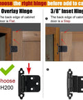 Comparison of overlay and inset cabinet door hinges with half inch overlay cabinet door hinges matte black finish 4 pack flush face mount self closing with door bumper and stainless screws guidelines.