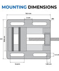 Mounting dimensions of 3 Inch Heavy Duty Drill Press Vise Portable Bench Clamp with slotted base and serrated steel jaws.