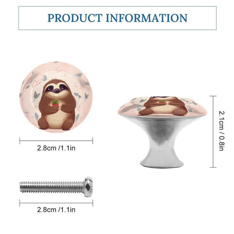 2 Pack Cute Sloth Cabinet Knobs In Antique Stainless Steel Round Drawer Handles For Kitchen Cabinets, Dressers, And Furniture Makeovers, Easy Install, Smooth Finish, Durable Hardware Accent To Elevate Any Room Vibe. 2.8cm knob with screw