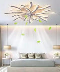 Low Profile Ceiling Fan With LED Light And Remote, 40.5 Inch Modern Flush Mount in elegant bedroom setting with dim lighting