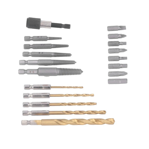 Essential Screw Extractor Set For Broken Bolt Removal With Hex Shank Twist Drills And Screwdriver Bits Including Spiral Tool Kit In Storage Box, vanadium steel extractors and drill bits