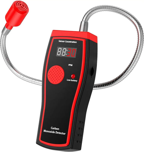 Portable 3 In 1 Carbon Monoxide And Carbon Dioxide Detector With 12 Inch Bendable Probe Battery Operated Handheld Alarm Beep Lighted Warning