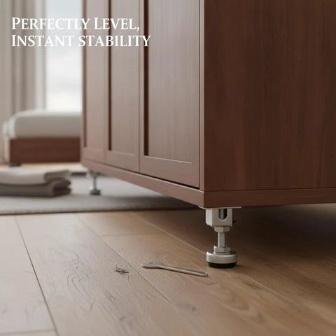 Adjustable Furniture Leg With Threaded Stem Leveling Foot for Wardrobes and Cabinets on uneven floors, providing solid level base