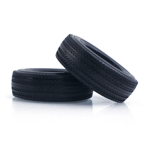 Two black rubber tires for 1/14 Scale RC Flatbed Semi Truck Chassis Kit For DIY Model, Realistic Hobby Grade Rig