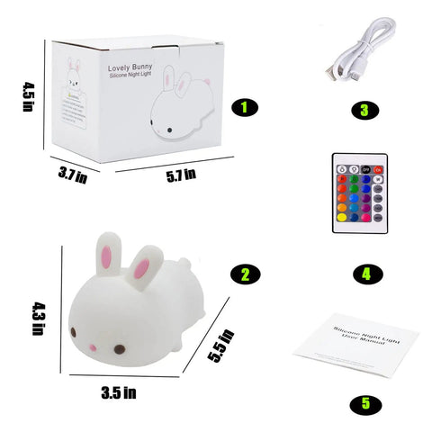 Kitty Night Light USB Rechargeable With Touch Sensor And Remote Control 16 Color Multicolor Kitty Light for Kids packaging and accessories