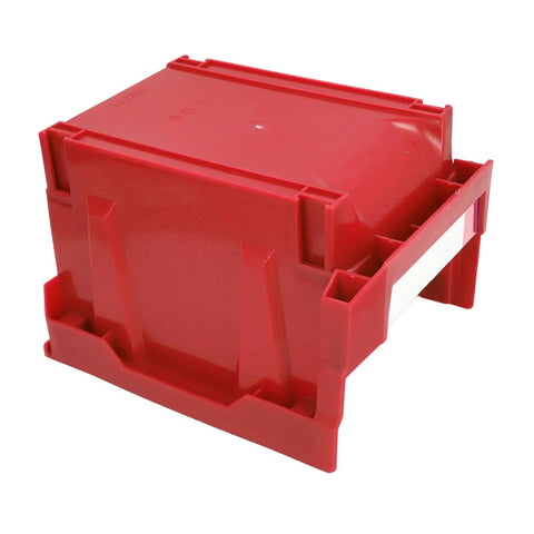 Mount These Red Heavy Duty Stackable Wall Storage Bins For Garage Organizer Plastic Tool Caddies Built Super Durable For Shop Warehouse And Home Organization Flex, red plastic storage bin, stackable design.