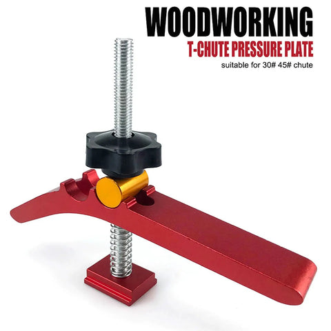 Hilitand T Track Hold Down Clamp is the real deal for adjustable metal clamps on a red pressure plate for woodworking.