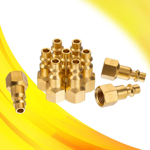 Quarter Inch NPT Female Brass Air Plug For Air Hose Fittings And Compressor Attachments Heavy Duty Pneumatic Gear 10 Pack