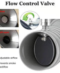 Heavy Duty Industrial Fume Extractor Arm Featuring Hella Flexible Sculptable Ventilation Hose And Knockout Adjustable Valve Flow control valve with adjustable airflow and half-open position.