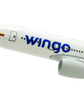 Close-up of 1:400 Die Cast B787 Wingo Airplane Model Collectible showing detailed fuselage and nose.