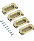 74mm Ring Pull Handles Set Bronze Zinc Alloy Hidden Recessed Flush Mount Furniture Grips With Screws For Drawers Cabinets Sliding Doors Dressers Closets 4 Piece