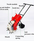 Portable Manual Seeder Hand Push Garden Seeder Seed Spreader Roller For Sowing And Fertilizing Row Planter Machine with labeled parts