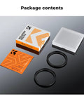 Package contents of 67 To 82mm Step Up Ring Adapter Set Aluminum Alloy Lens Filter Converter For 67mm Lenses shown on black surface