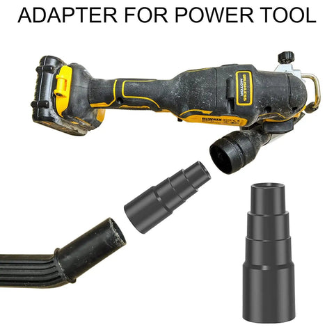 Universal Vacuum Hose Adapter Kit With Three Reducers, showing reducers with power tool and hose connection, 32mm to 42mm sizes.