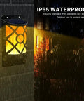 Solar Flame Lights Outdoor Waterproof LED Wall Lanterns With Flickering Flames Auto On Off Sensor 66 LED Solar Powered Wall Lights