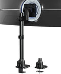 Heavy Duty Aluminum Ultrawide Monitor Desk Mount And Adjustable Monitor Arm For Wide Screens Up To 57 Inches showing mounting brackets and arm.