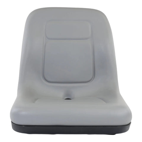 High Back Replacement Seat For Timecutter SS Lawn Mowers Built Tough Comfort Easy Install Durable Foam Stable Support Fits Multiple Mower Models American Owned And Operated Quality Replacement Part gray vinyl seat front view
