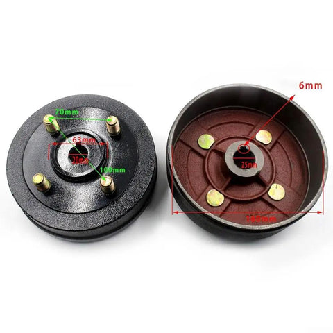 Beefed Up Electric Tricycle Brake Hub With Cast Steel Drum Pads For E Bike Replacement 160 Or 180mm Rear Fixed Disc Wear Resistant Construction And Integral Pressing Tech 205 Bearing For Durable Stops, 160mm hub