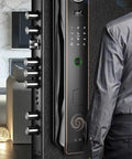 Heavy Duty Fingerprint Smart Door Lock With Waterproof Touchpad And Advanced Security Alarms For Front Entry, showcasing sleek design and biometric sensor.