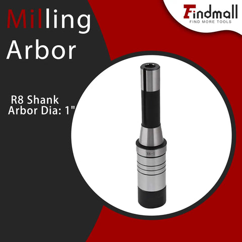 1 Inch Milling Machine Arbor With 2 Inch Shoulder To Nut R8 Shank For Bridgeport Style Milling Machines Hardened And Ground For Maximum Concentricity Holds Slitting Saw And Small Cutters shown