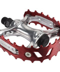 Close-up of Bear Trap BMX Pedals with durable alloy construction and lightweight, grippy design for all mountain and street riding.
