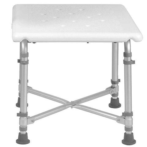 Heavy Duty Shower Chair For Tub Or Shower Bench With No Tools Needed, Adjustable Height, Non Slip Aluminum Frame, White