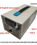 Beefy 2000W Adjustable DC Switching Bench Power Supply With High Precision 4-Digit LED Display, 24V-600V Output, Current 0-4A, Rock-Solid Stability, Low Ripple, And Fast Response, Fine Sensitivity Control, Ideal For Lab, DIY, And Pro Electronics, metal bench unit with V and A display