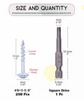 No 8 Pocket Hole Screws Alloy Steel Zinc Weather Resistant Square Drive Coarse Thread One And A Quarter Inch 280 Pieces diagram