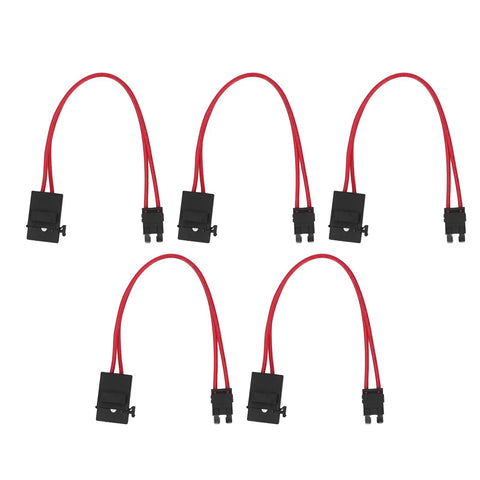 Heavy Duty Mini Blade Fuse Connector Holder 5 Pack 20 Amp Atm With 16 Awg Wire Extension for rugged vehicle wiring.
