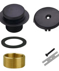 Matte Black Tub Drain And Overflow Kit With One Hole, Rock Solid Bathtub Drain Conversion Set, components including stopper and adapter.