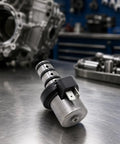 Premium Velocitrans Valve Body Solenoid MD758981 on a workbench, designed for Mitsubishi, Hyundai, Kia, and Dodge cars.