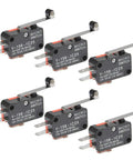 Six Pack V 156 1C25 Micro Limit Switches With Hinge Roller Momentary SPDT Snap Action 1NO 1NC Long Roller Lever for Arduino