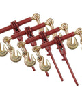 Four Pack Heavy Duty Ratchet Load Binder With Grab Hooks For Flatbed Truck Hauling 12,000 Lbs Working Load Limit, gold hooks