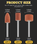 Sanding bits for Dremel rotary tool with 1/8 in shank; aluminum oxide abrasive, cone, cylinder and barrel shapes, 14pcs each (42pcs total).