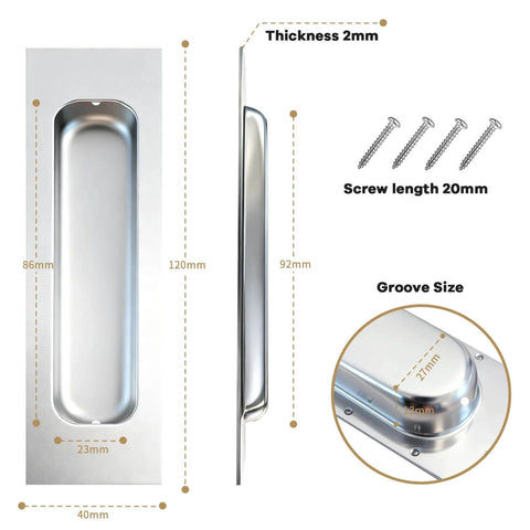 Brushed Silver Pocket Door Hardware Set With 2 Recessed Flush Finger Pulls And 1 Edge Pull Stainless Steel Pocket Door Pull For Sliding Barn Doors Built To Last Rust Resistant 1 Pack