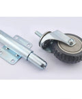 Built Tough 4 Inch Heavy Duty Sliding Door Caster Wheel With Integrated Shock Absorber And Secure Foot Brake, showing wheel and mount.