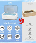 Comparison of Deep Clean 49KHz Jewelry Cleaner Machine with 800ml Tank and 5 Timer Modes to a smaller model with fewer features.
