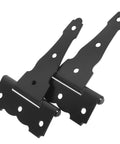 5 Inch Heavy Duty T Shaped Gate Hinges Black Iron Farmhouse Style Decorative Matte Finish 2 Piece Set Built To Last Sturdy Support